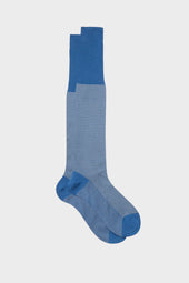 CALZA LEO, 100% COTONE, PIED DE POULE, LIGHTBLUE-ALUMINIUM.