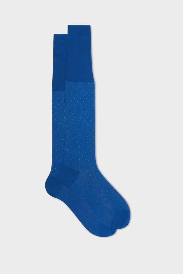 CALZA FABIO, 100% COTONE, POIS, BLUE ROYAL.