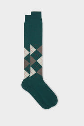 CALZA LAPO, 90% LANA 10% POLIAMMIDE, INTARSIO, FIR GREEN - NEUTRAL - DK BROWN - BLOOD.