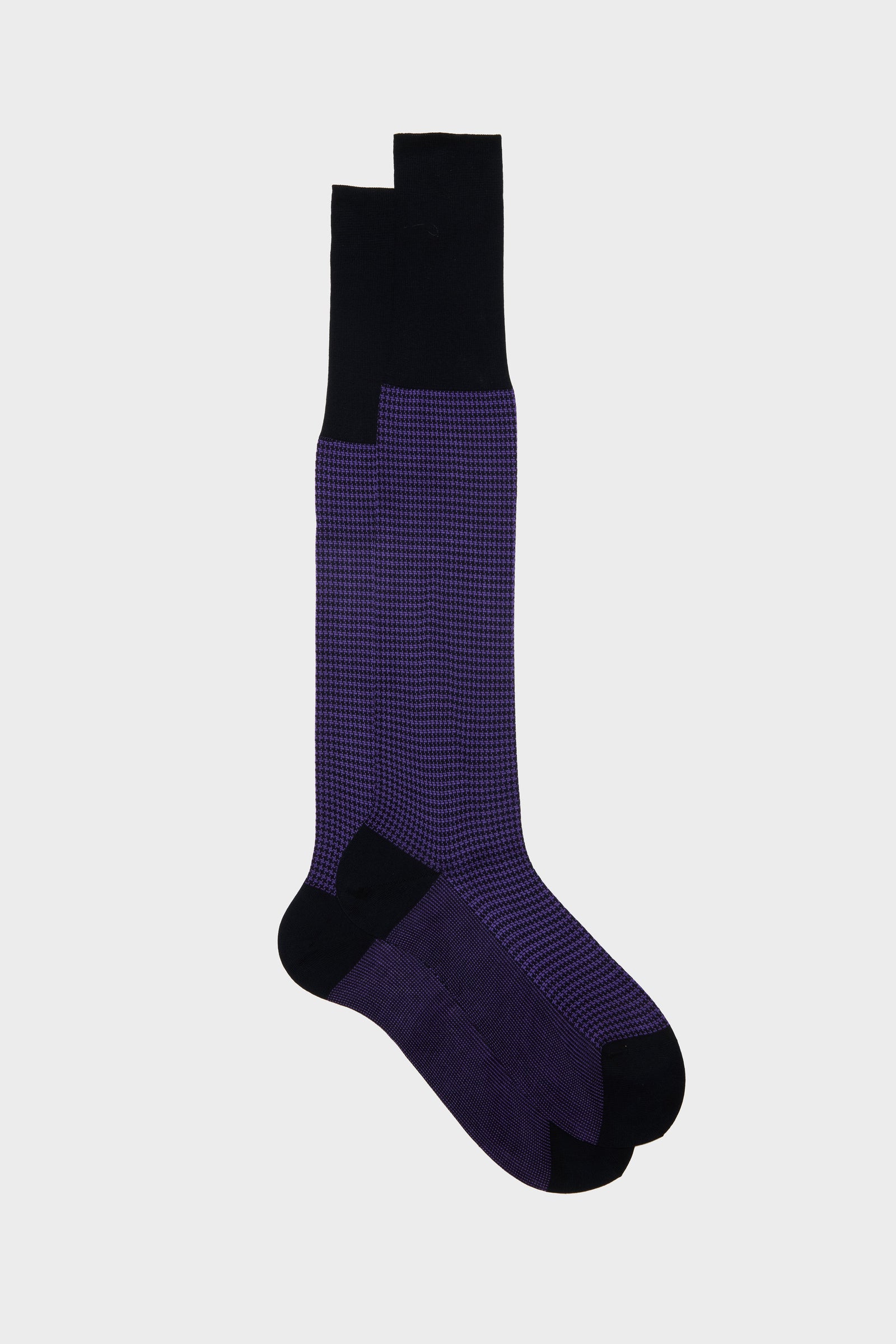 Calza Leo 100 Cotone Pied De Poule Blue Amethyst