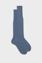 CALZA LORENZO. 100% COTONE, TINTA UNITA, BLUE MELANGE.