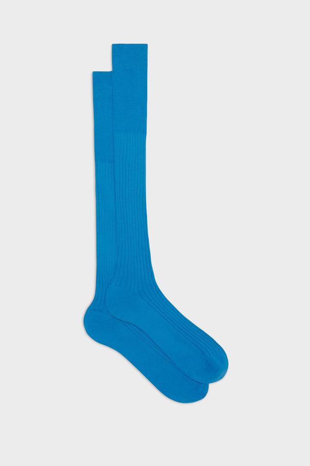CALZA MARCELLO. 100% COTONE BIOLOGICO, TINTA UNITA, TURQUOISE.