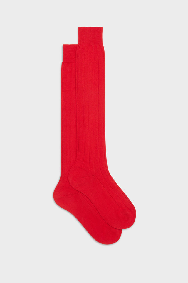 CALZA MASSIMO. 100% COTONE PIMA, TINTA UNITA, RED.