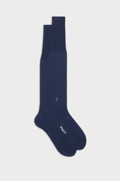 CALZA MONOGRAMMA, 100% COTONE, BLUE-MEDIUM GREY.