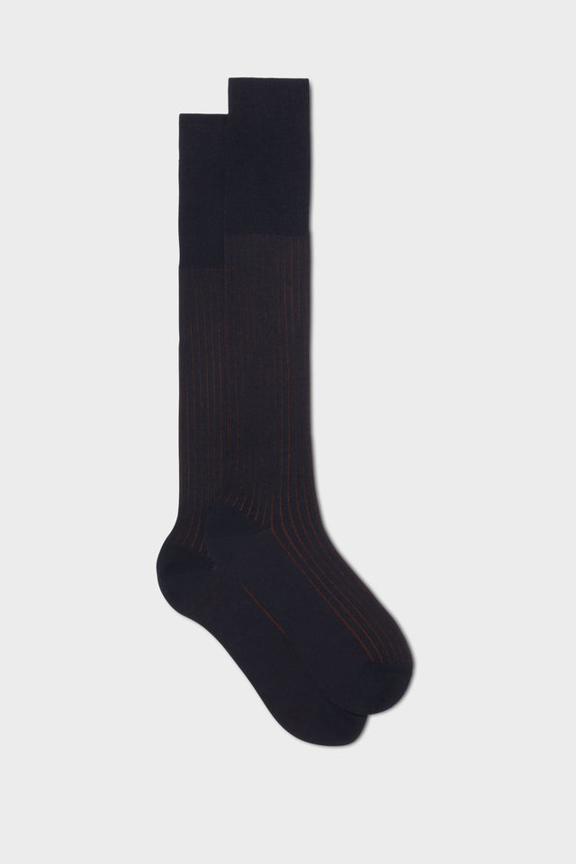CALZA PIETRO, 60%LANA 25% COTONE 15%NYLON, NAVY BLUE - BURNT.