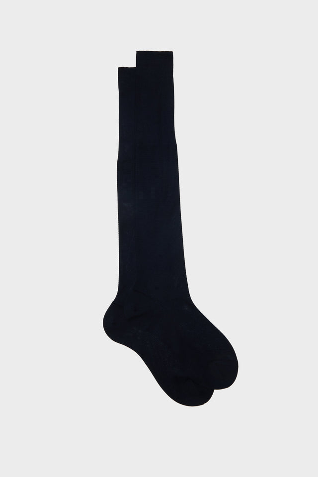 CALZA PIQUET, 100% COTONE, NAVY.