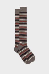 CALZA TITO, 90% LANA 10% NYLON, BROWN/COFFEE/CREAM/RUST.