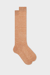 CALZA VALERIO. 90% LINO, 10% NYLON, TINTA UNITA, ORANGE