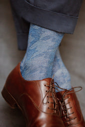 Bleu & Bleu ciel - Pied-de-poule XXL - Laine