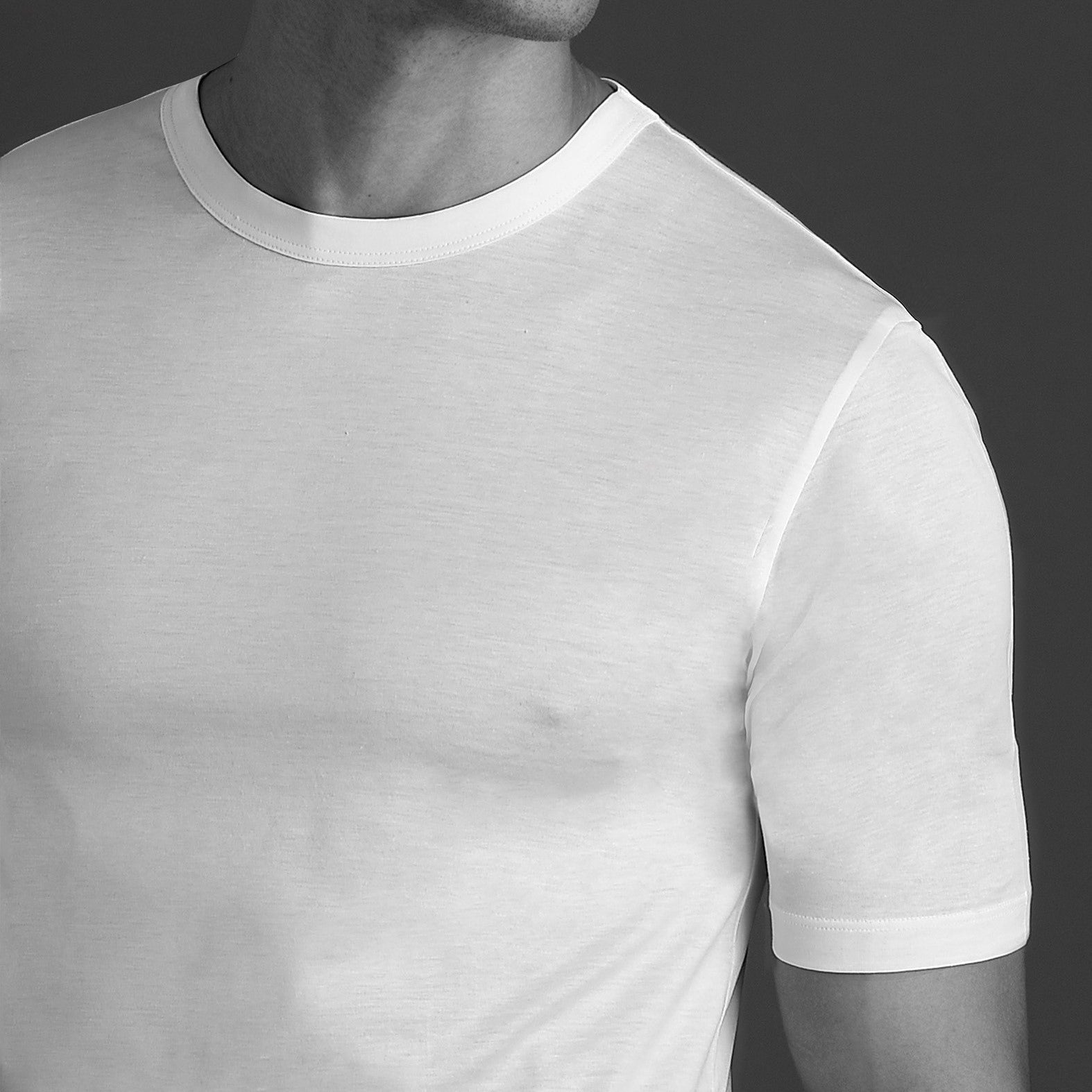 T Shirt Col Rond Blanc Coton
