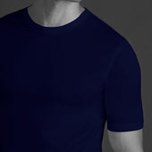 T-shirt col rond - Bleu - Coton