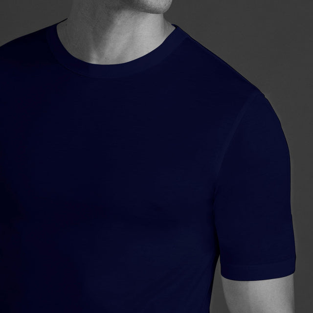T-shirt col rond - Bleu - Coton Sea Island