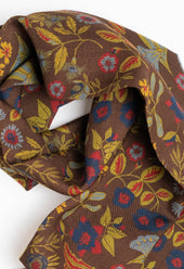Brown Floral Wool Silk Scarf