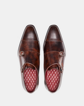 Museum Brown Leather Double Monk Strap Dress Shoe