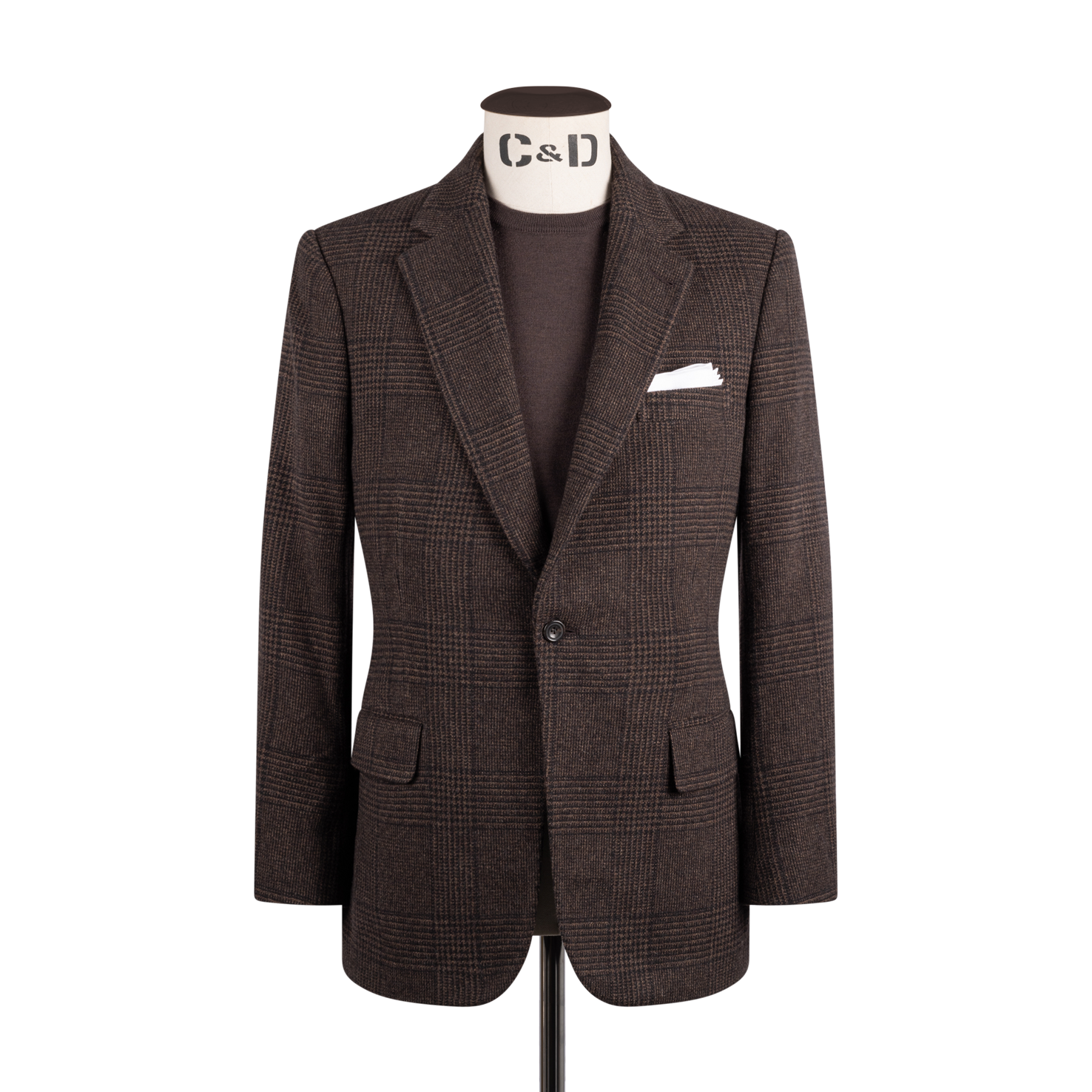 Single Breasted Notch Lapel Jacket In Brown Glen Check