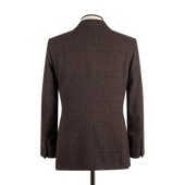 Single Breasted Notch Lapel Jacket In Brown Glen Check