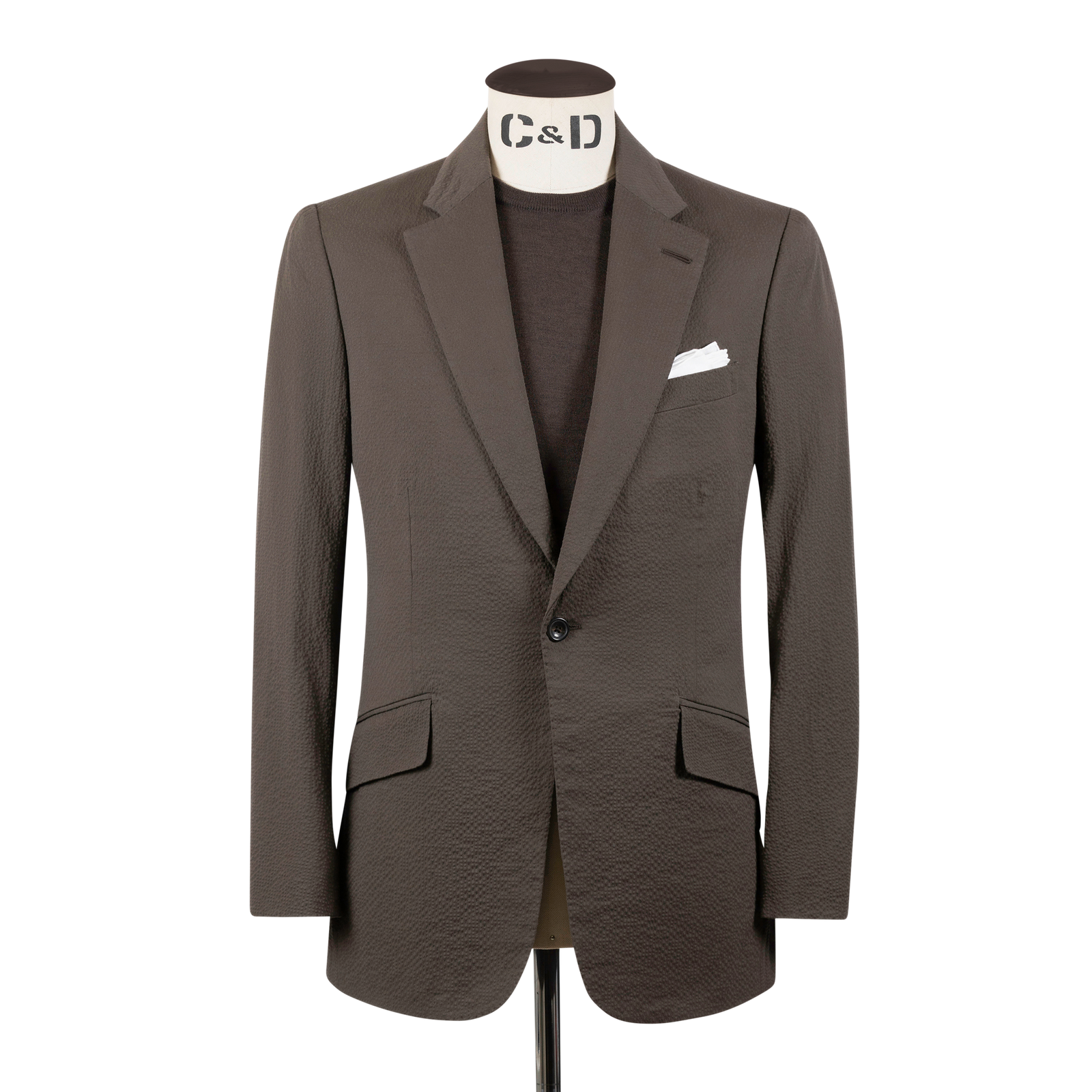 Single Breasted Notch Lapel Suit In Seersucker