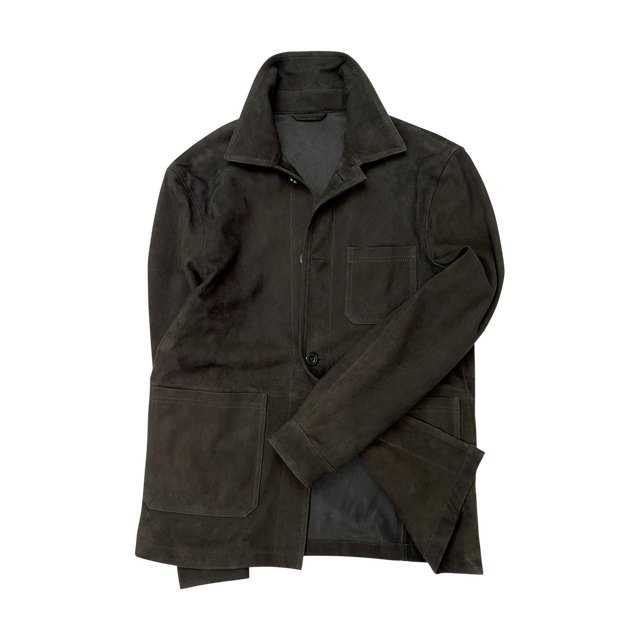 Worker Jacket in Chocolate Brown Suede