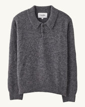 Brushed Alpaca Polo - Charcoal