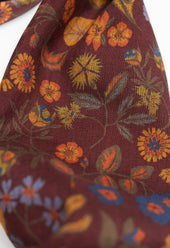 Burgundy Floral Wool Silk Scarf
