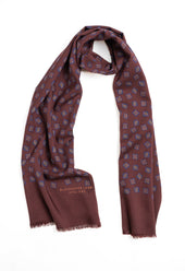 Burgundy Geometric Motif Wool Silk Scarf