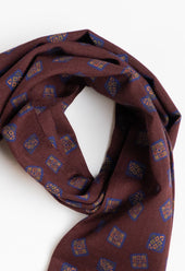 Burgundy Geometric Motif Wool Silk Scarf