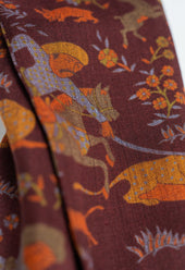 Burgundy Hunting Archers Wool Silk Scarf