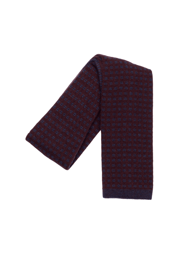 Burgundy & Blue Wool Maglia Tie, Pattern 7