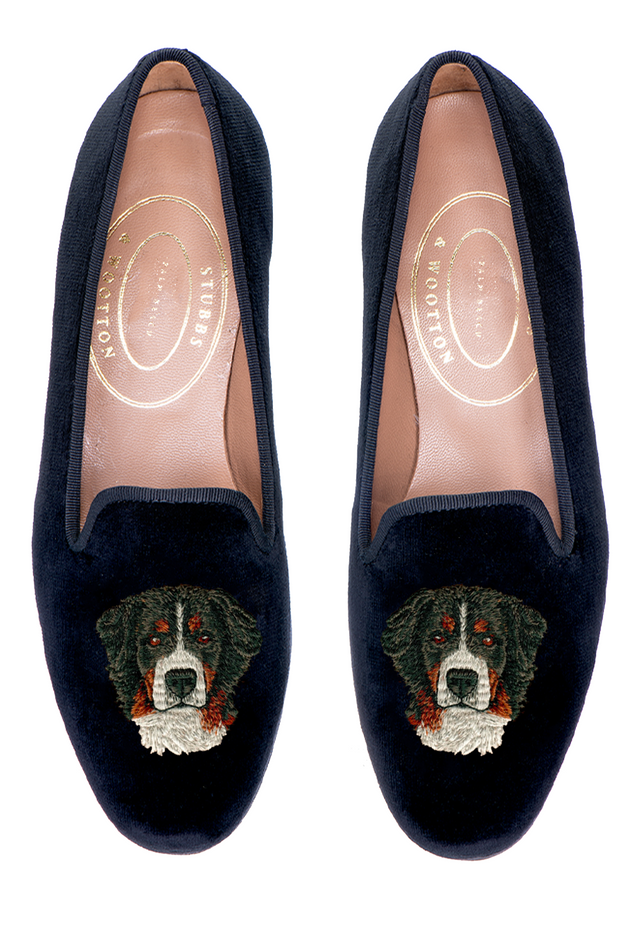 Bernese Black Velvet Slipper (Men)
