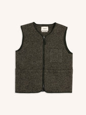 Bute Vest in Moss Wool Herringbone