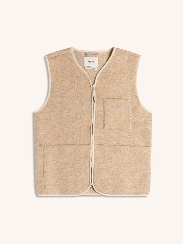 Bute Vest in Oat Wool Herringbone