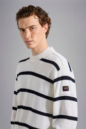 Striped Wool Sweater With Iconic Badge