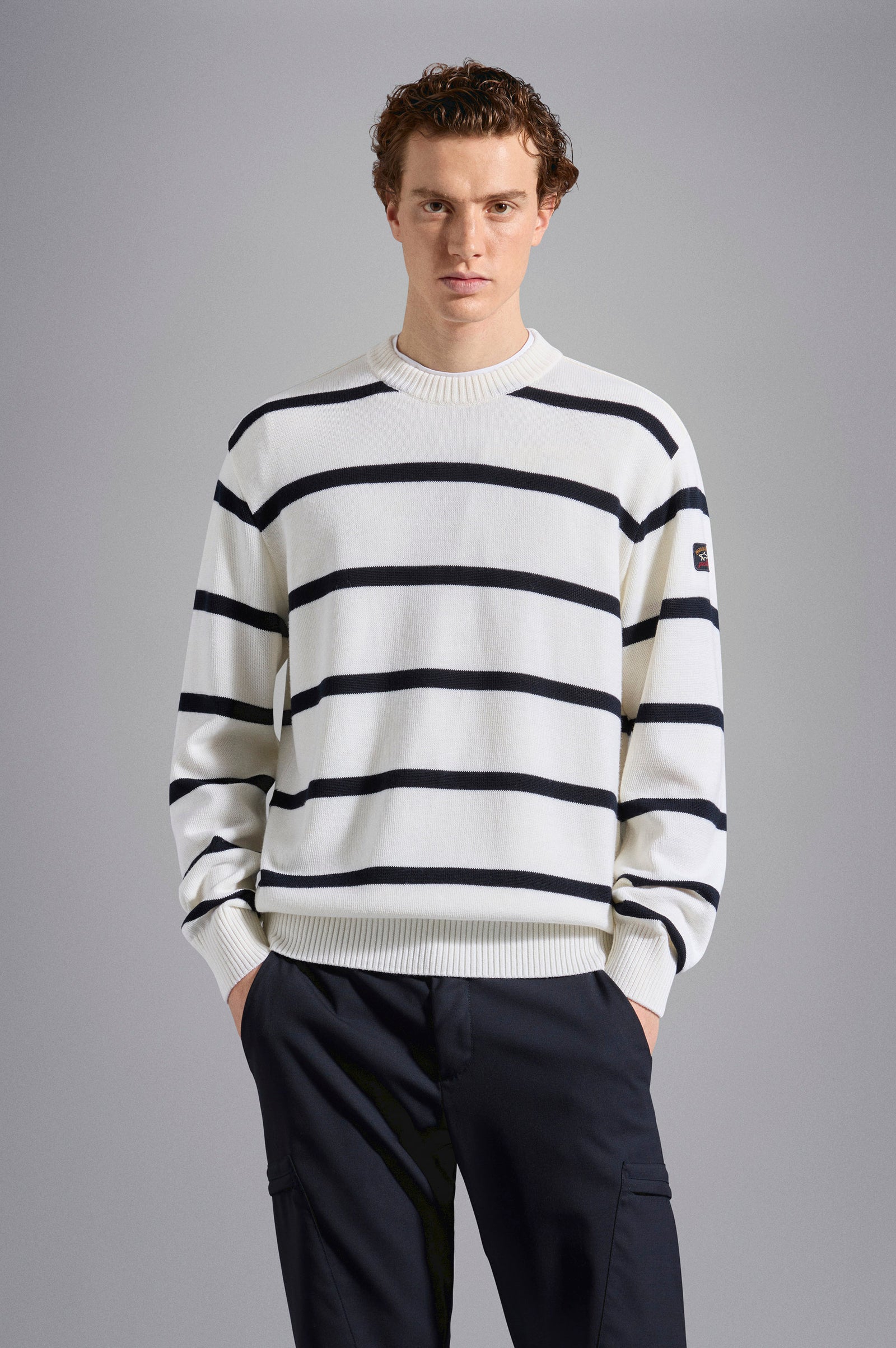 Striped Wool Sweater With Iconic Badge