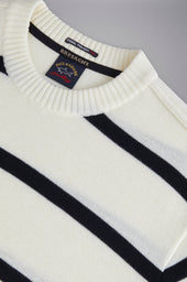 Striped Wool Sweater With Iconic Badge