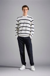 Striped Wool Sweater With Iconic Badge
