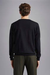 Merino Wool V Neck With Iconic Badge