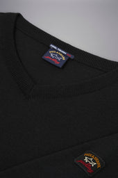 Merino Wool V Neck With Iconic Badge