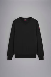 Merino Wool V Neck With Iconic Badge