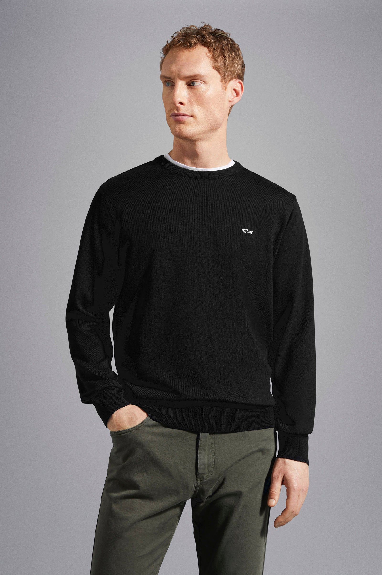 Wool Sweater With Shark Embroidery