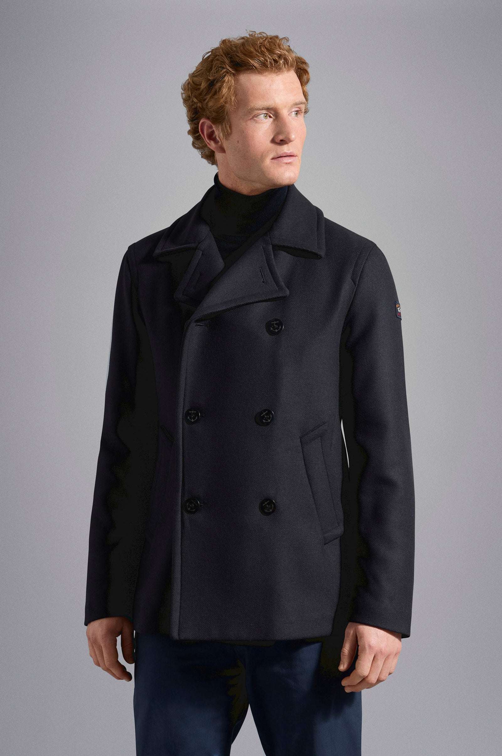 Wool Peacoat With Iconic Badge