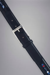 Leather Belt With Nautical Flags Ribbon