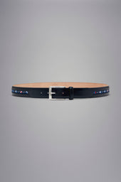 Leather belt with nautical flags ribbon