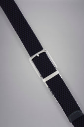 Leather Trimmed Woven Reversible Elastic Belt