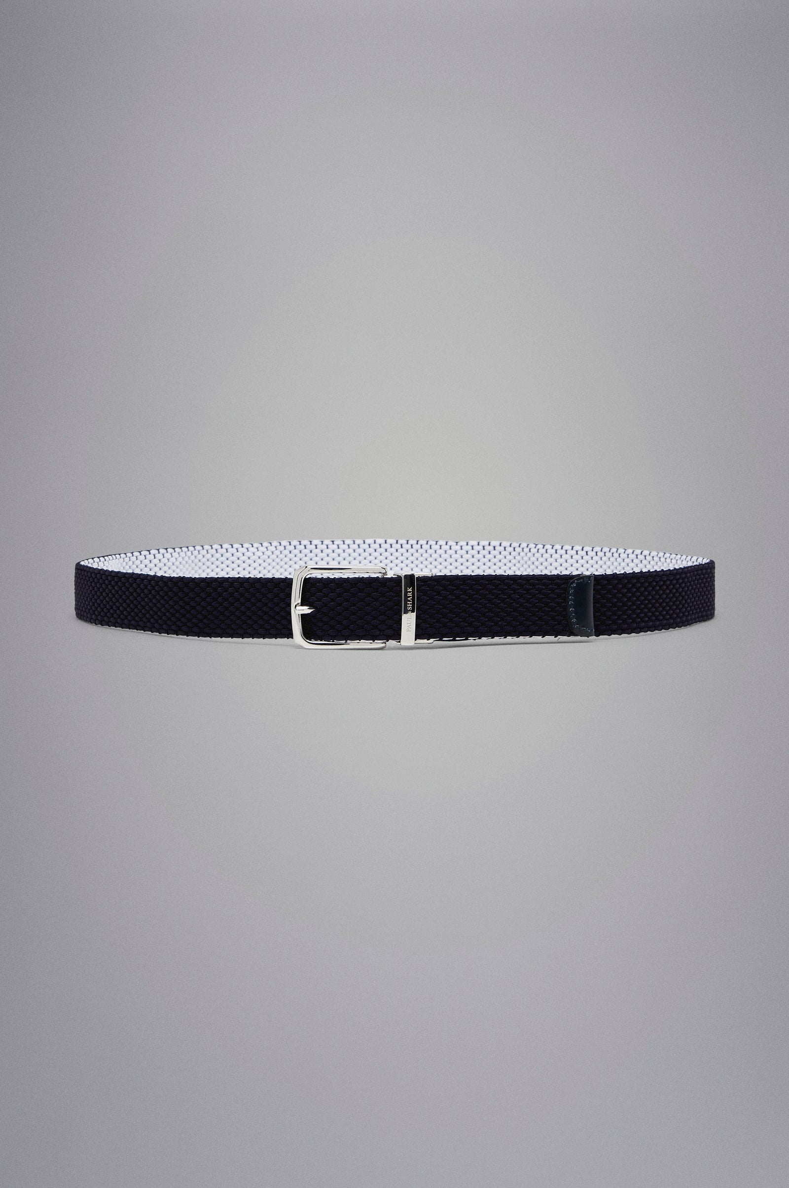 Leather Trimmed Woven Reversible Elastic Belt
