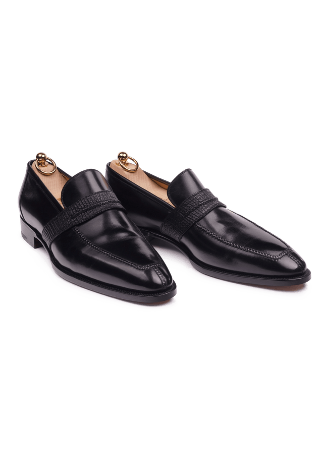 Black Loafers with Shark Penny Strap