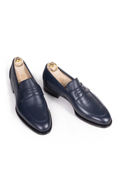Blue Deerskin Penny Loafer