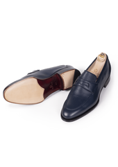 Blue Deerskin Penny Loafer