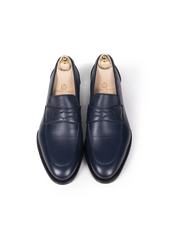 Blue Deerskin Penny Loafer