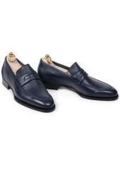 Navy Blue Deerskin Penny Loafer