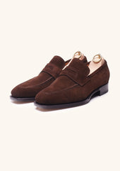 Dark Brown Suede Penny Loafers